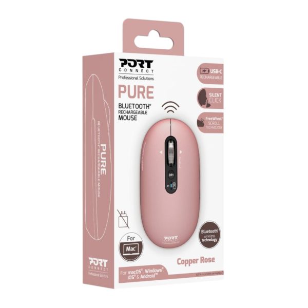 Port Connect PURE MAC Rechargeable Wireless and Bluetooth Mouse
